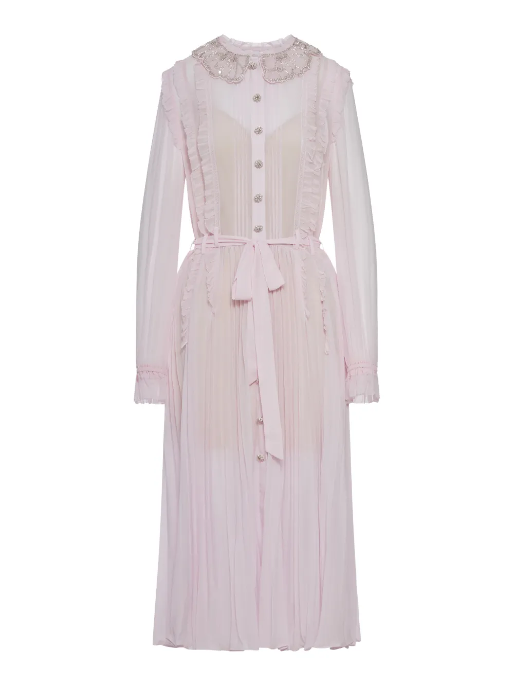 Self-Portrait Geplooide jurk met juwelen - Roze