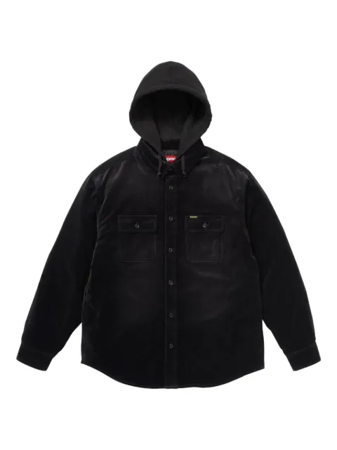 Supreme quilted hooded velvet shirt jacket 