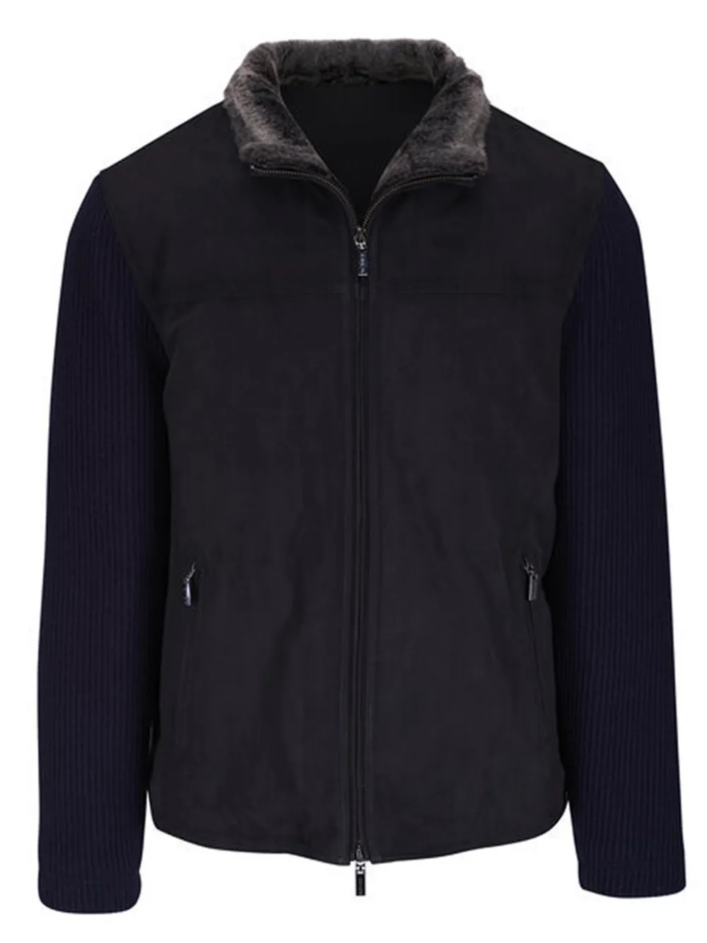 Gimo's Italiana Giacca con bordo in pelliccia - Nero