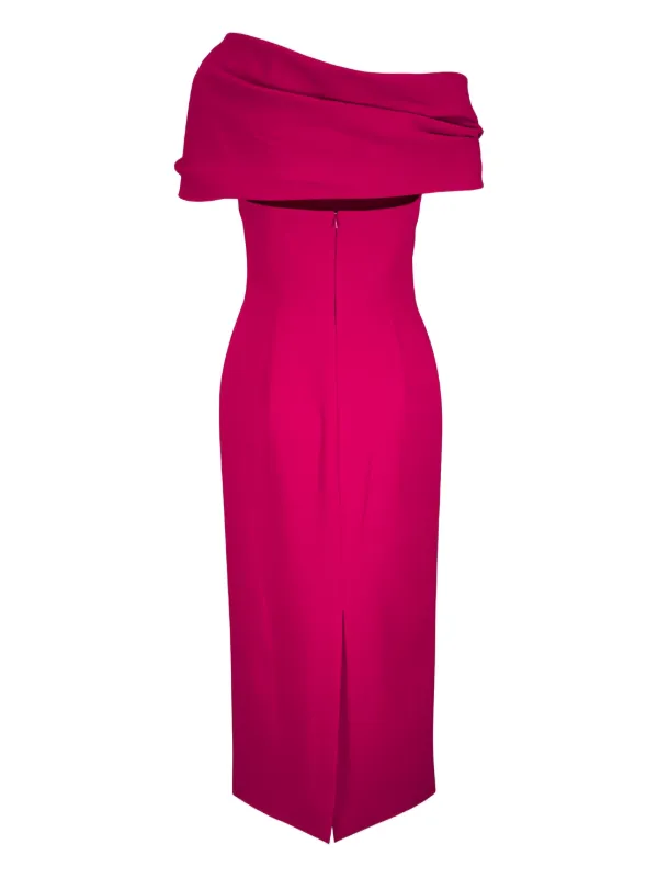 Carolina Herrera Stretch-Virgin Wool Draped Midi Dress - Pink