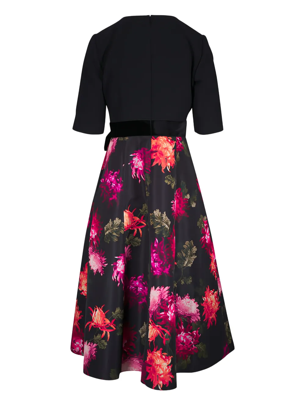 Carolina Herrera Jurk verfraaid met strik en chrysantenprint - Zwart