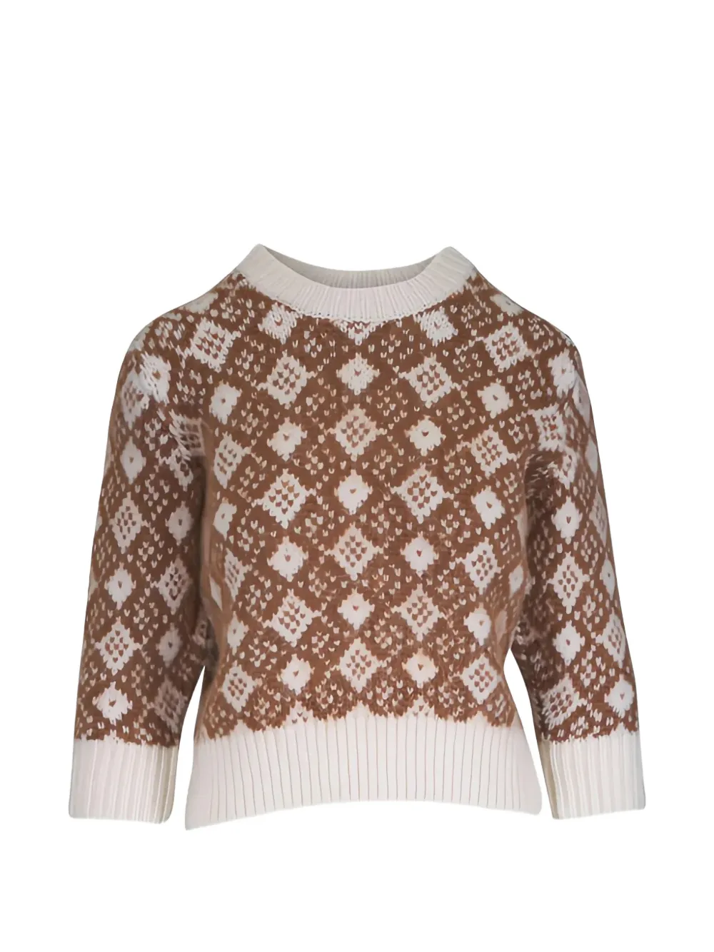 Dorothee Schumacher argyle rew-neck sweater - Marrone