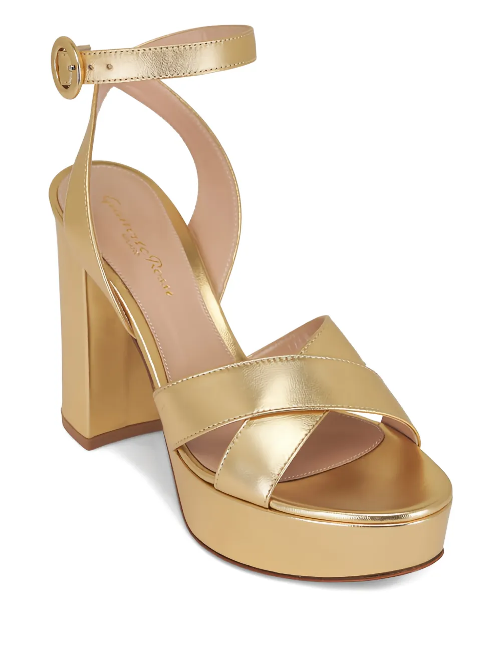 Gianvito Rossi Sandalen met plateauzool en gekruiste bandjes Goud