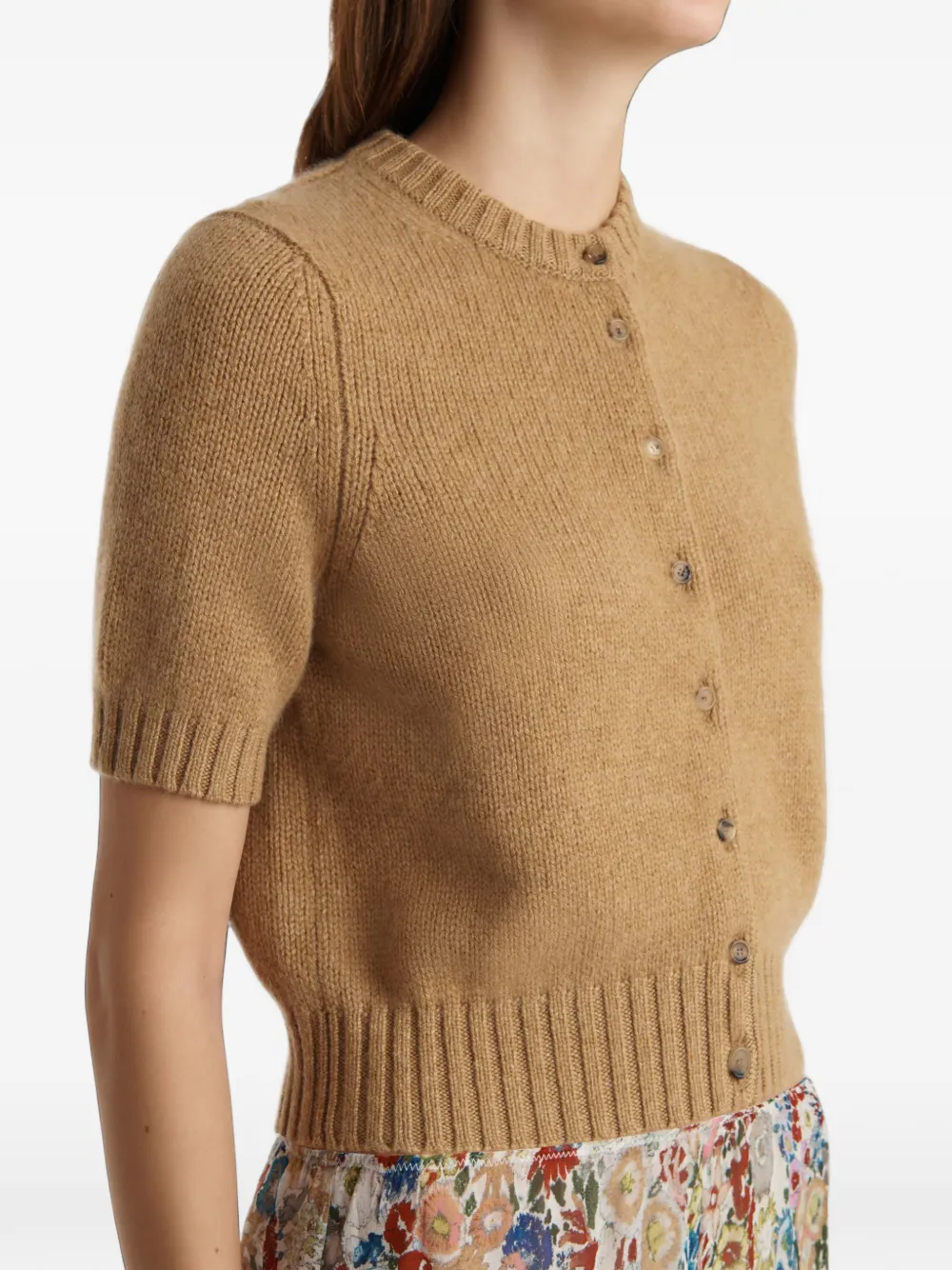KHAITE Button-down vest met korte mouwen Bruin