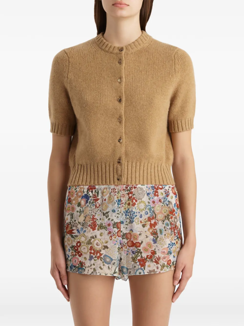 KHAITE Button-down vest met korte mouwen Bruin