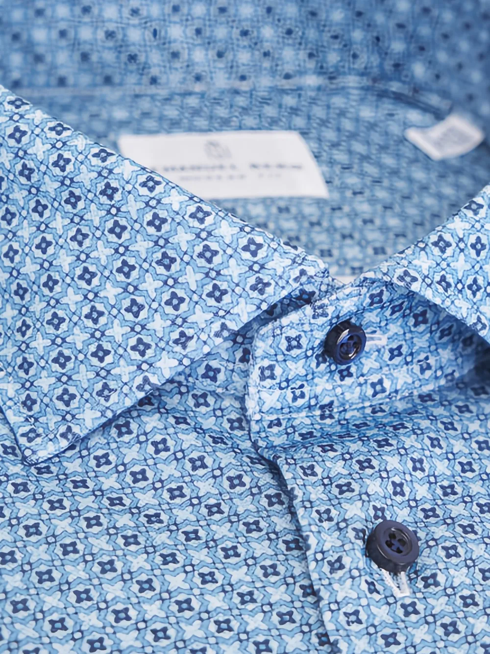 EMANUEL BERG Overhemd met geometrische print - Blauw