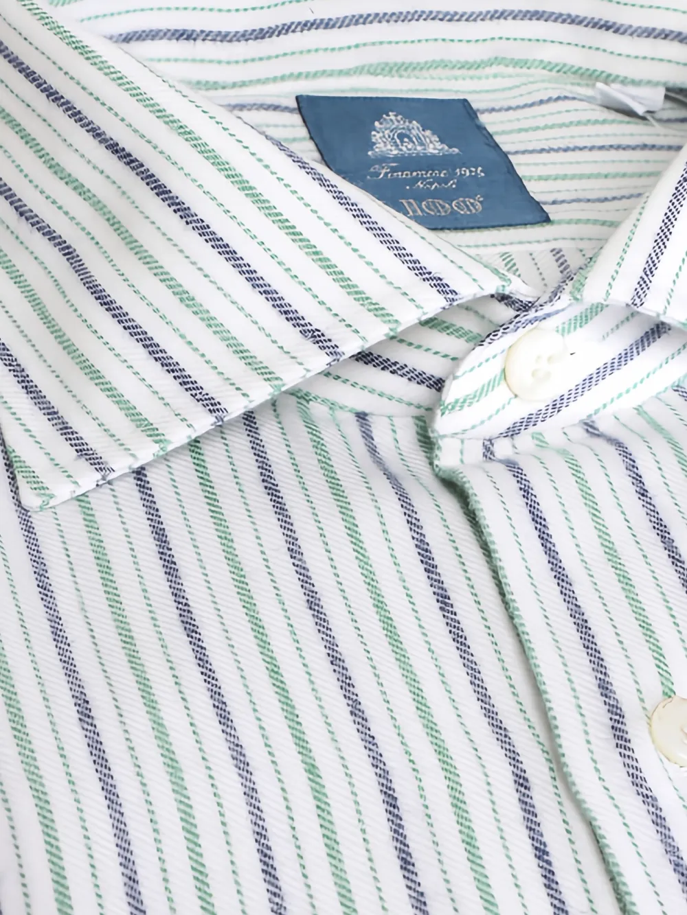 Finamore 1925 Napoli Gestreept overhemd - Wit