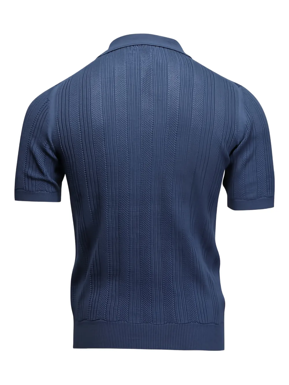Isaia Gebreid poloshirt - Blauw