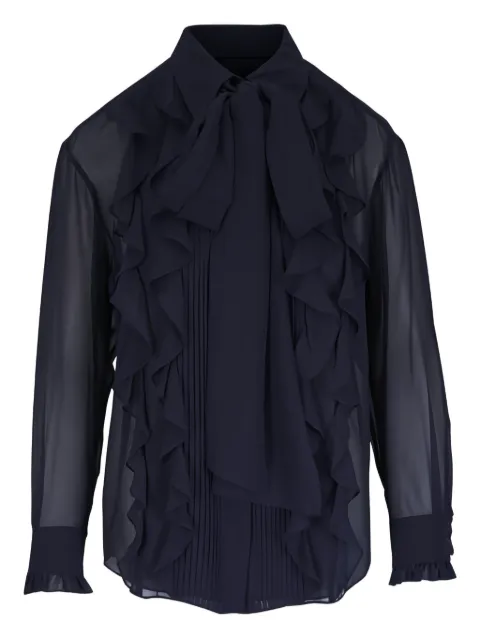 Lafayette 148 Georgette ruffled-tie silk blouse