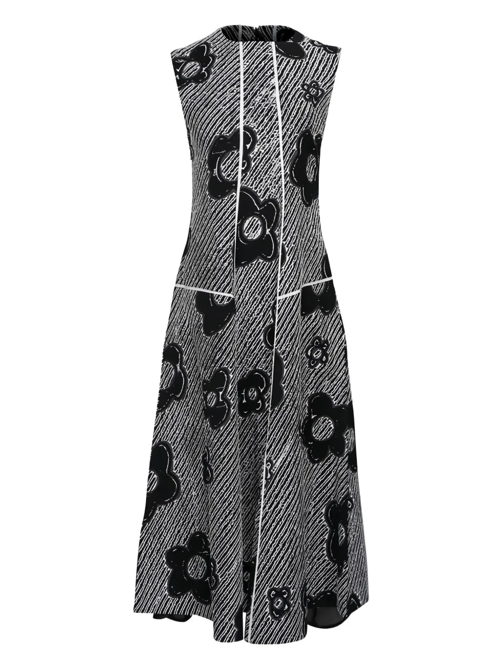 LOVEBIRDS floral print midi day dress - Black