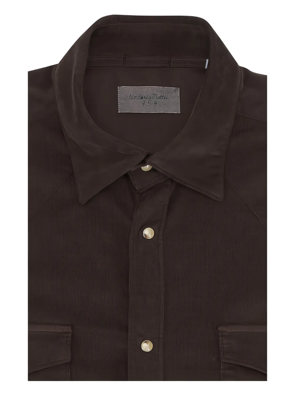 Tintoria Mattei قميص بأكمام طويلة وتأثير مخملي مضلع | بني | Image 1