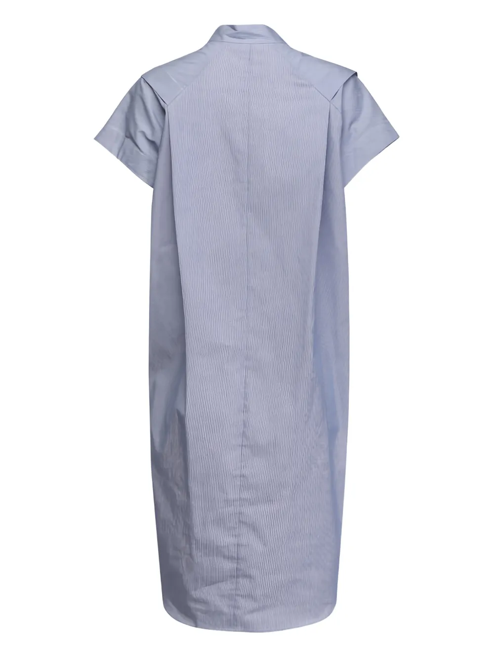 Zero + Maria Cornejo Gestreepte midi-jurk met mandarijnkraag - Blauw