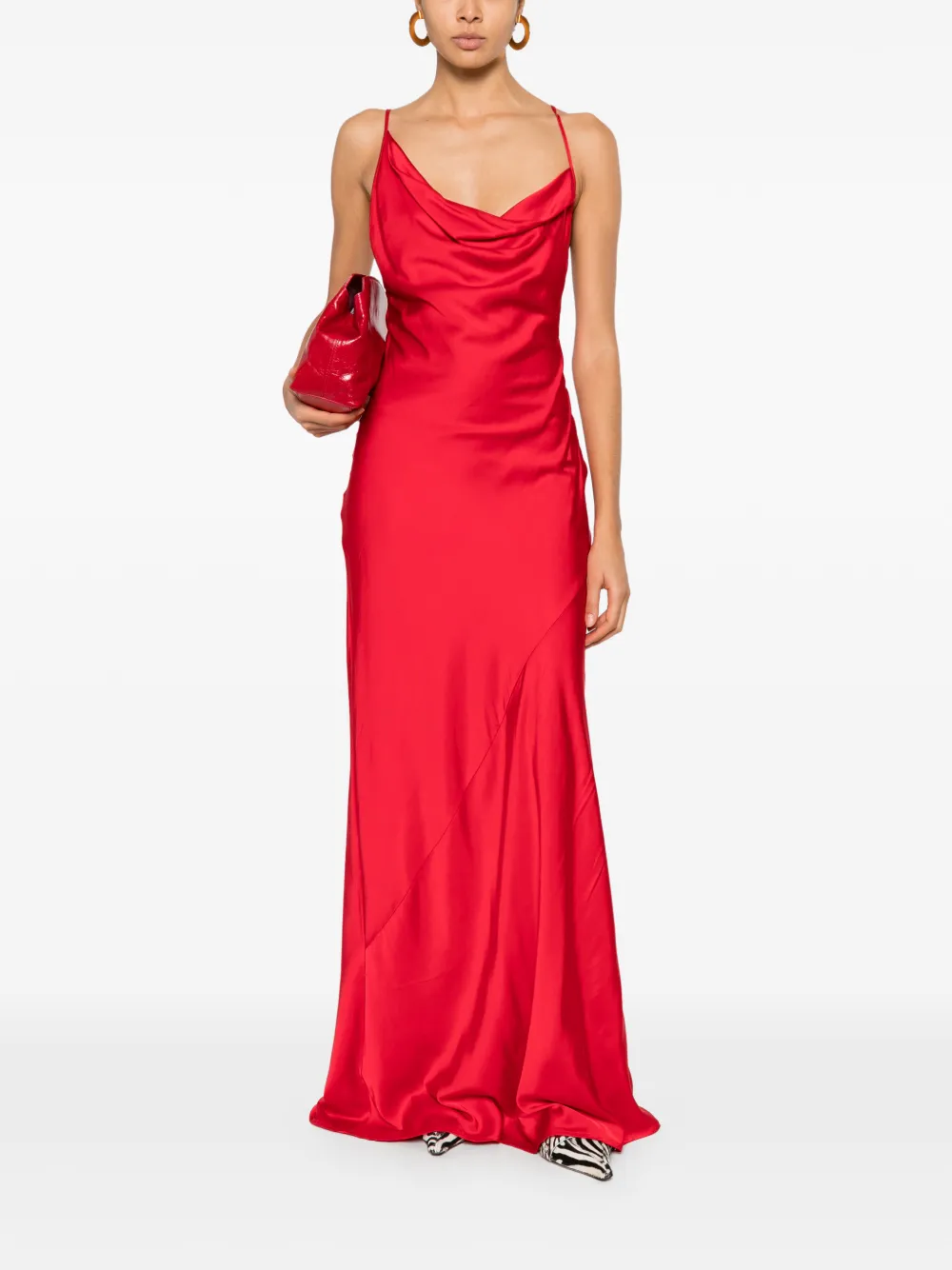 SO ALLURE Maxi-jurk met hoge hals - Rood