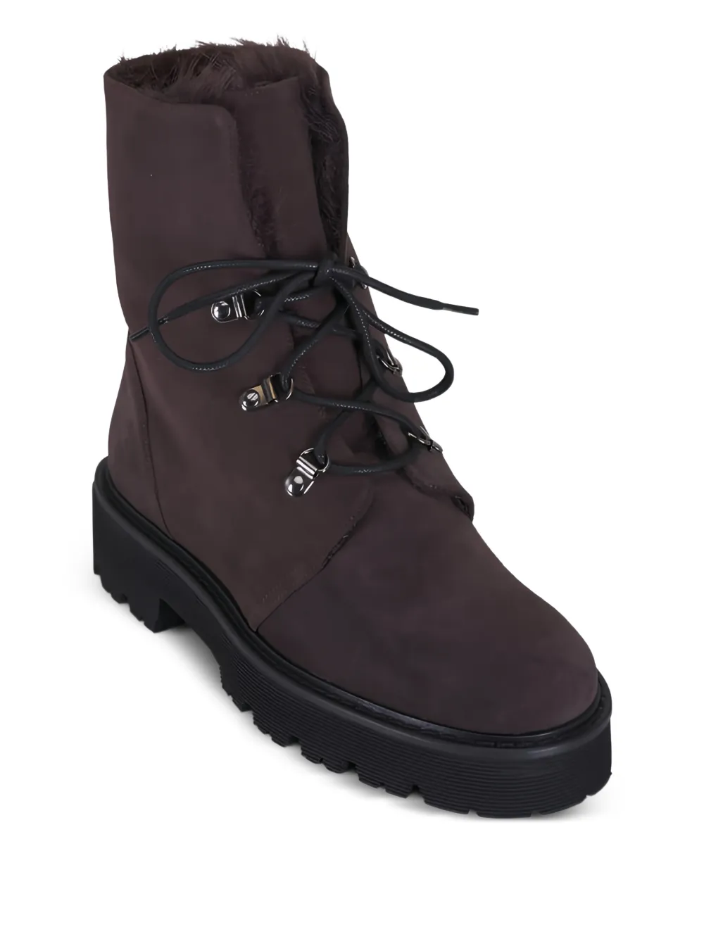  Aquatalia Faux-fur-lining Lace-up Boots - Brown 