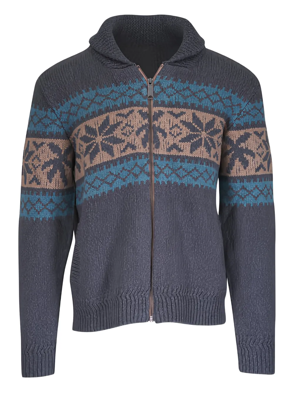 FAHERTY Surf To Snow Iron Coast zip snowflake knitwear | Grey | Image 1