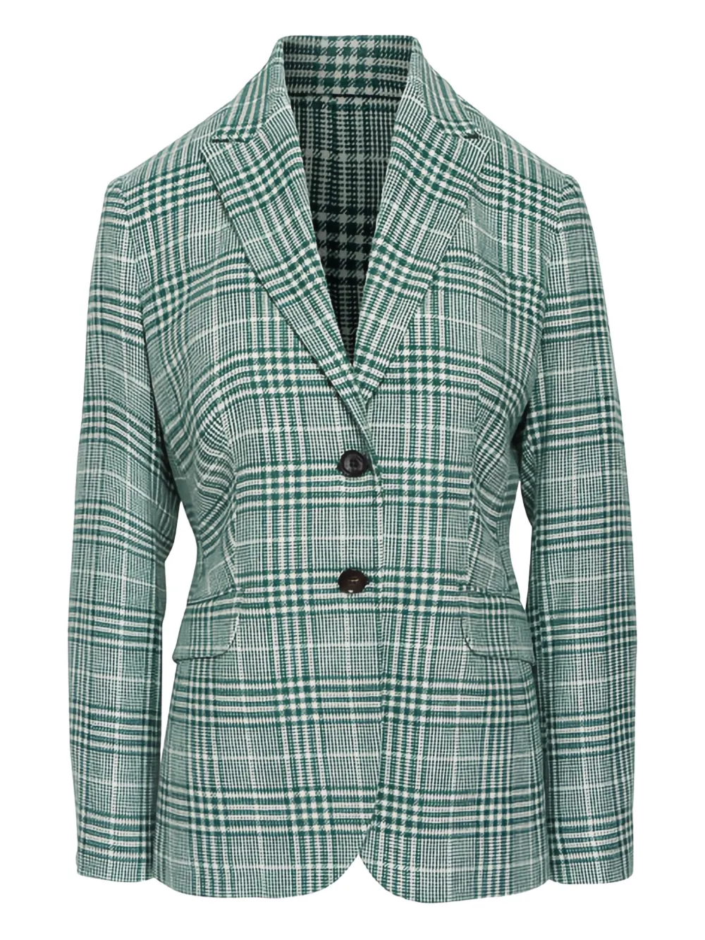 Kiton check-pattern buttoned blazer - Green