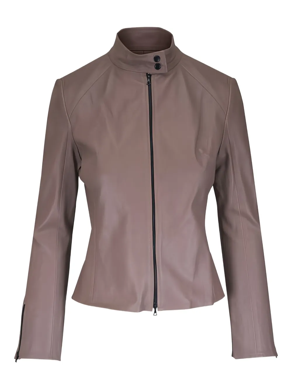 KZ_K STUDIO Lederjacke mit Reißverschluss - Braun