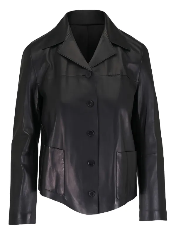 Lafayette 148 Button-fastening Leather Jacket in Black