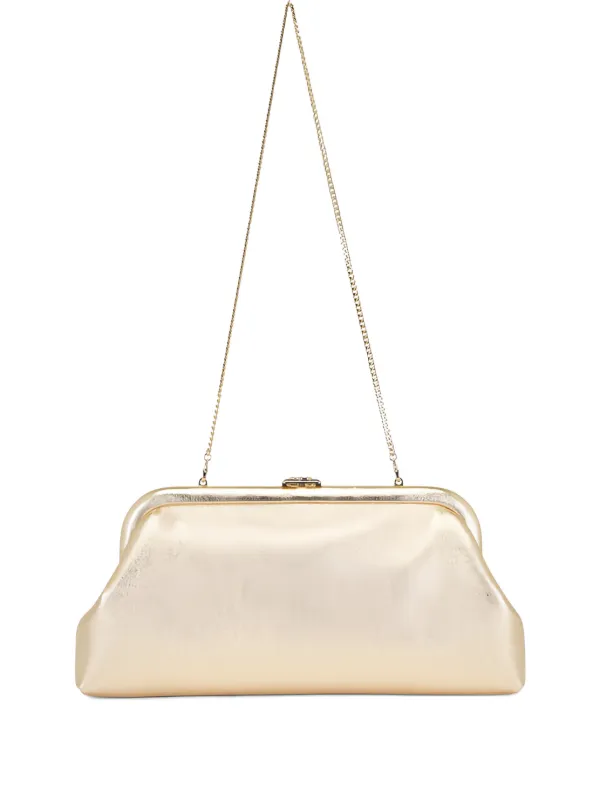 Jimmy Choo Skylar Leather Clutch Bag in Gold