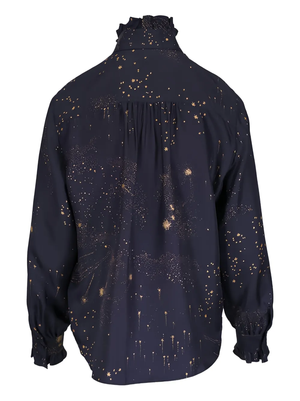 Lafayette 148 Blouse met sterprint en ruches - Blauw