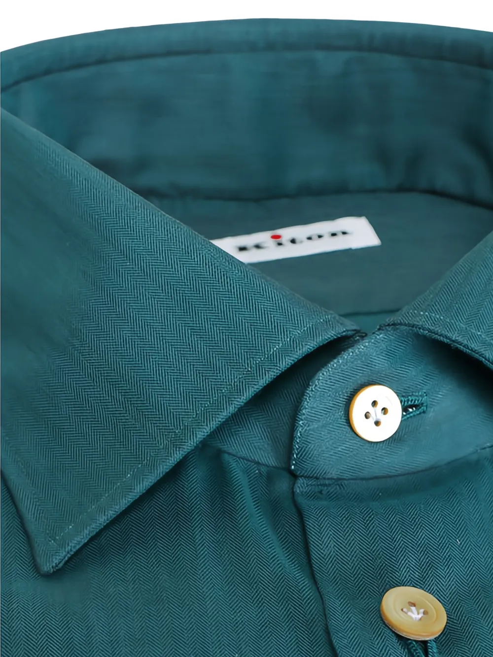 Kiton Katoenen overhemd met knopen - Groen