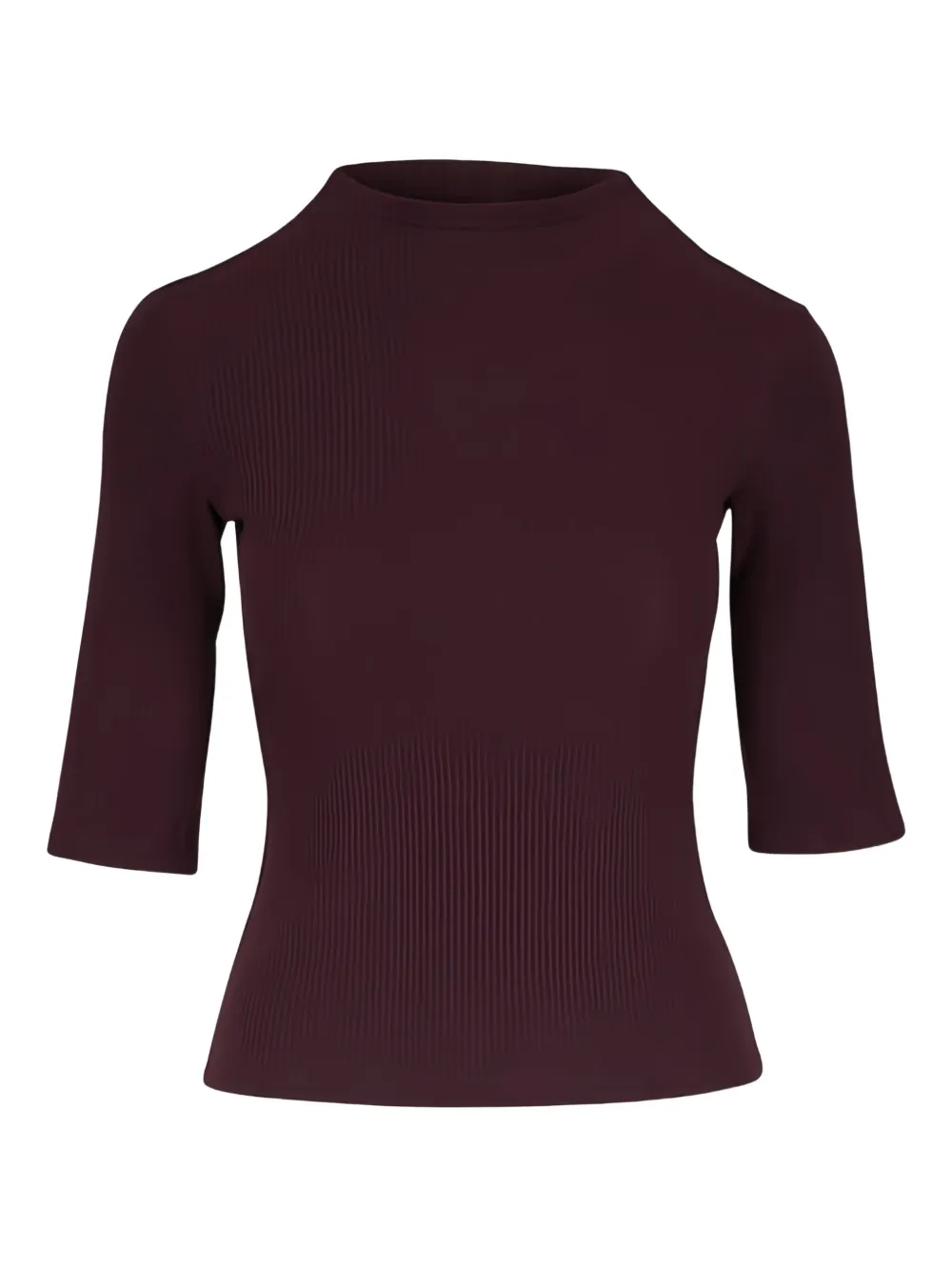 KZ_K STUDIO playera tejida de canalé con cuello redondo | marrón | Image 1