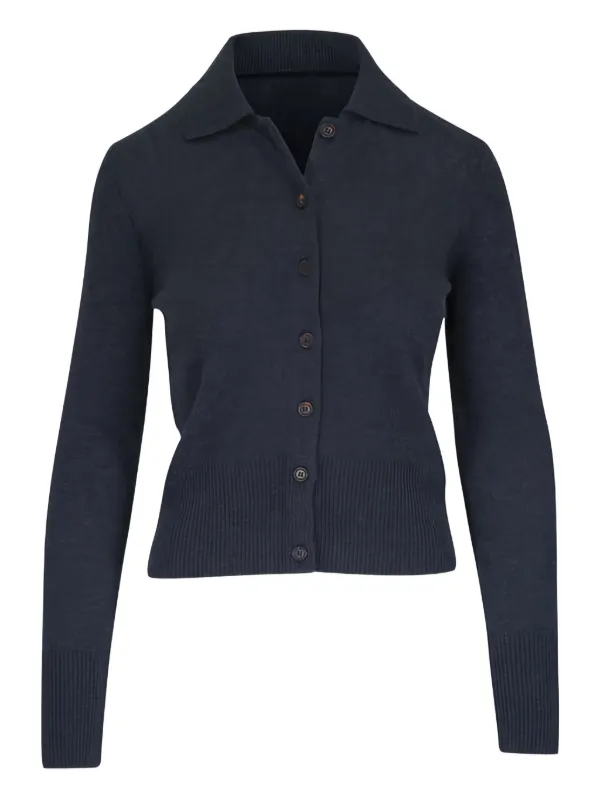 Le Kasha Fraga Button Collared Cardigan in Grey