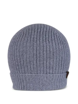 Doriani Ribbed Beanie Hat 100% Cashmere in Navy Blue Made in Italy Navy Ribbed Cashmere Hat | Turnbull & Asser – Turnbull  main image 4