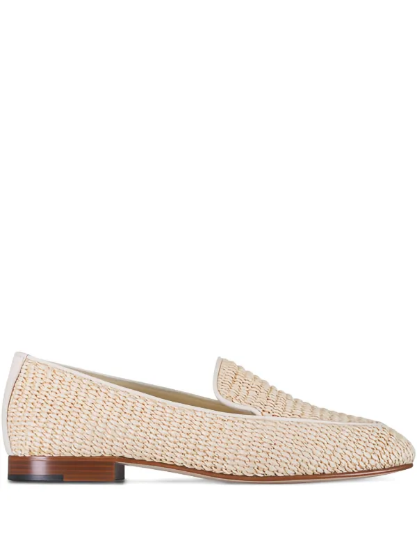 Manolo Blahnik Pitakara Raffia Loafers in Neutrals
