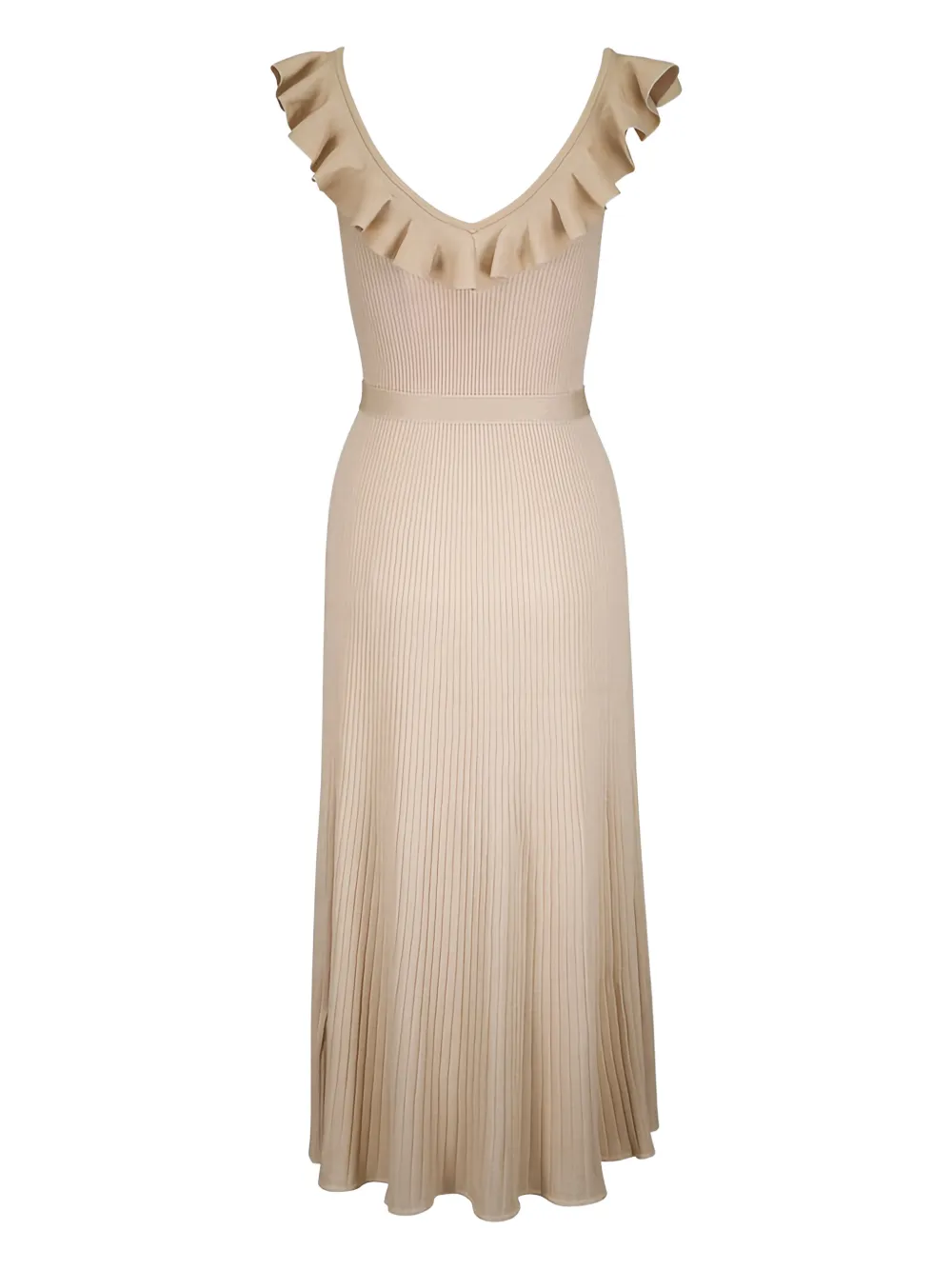 ZIMMERMANN Geribbelde midi-jurk met ruches - Beige