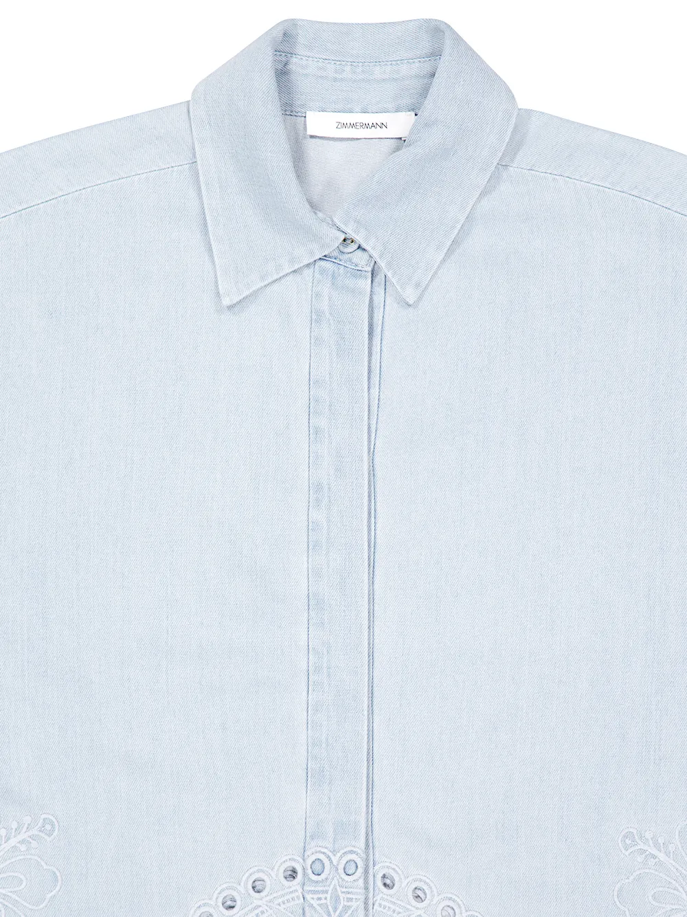 ZIMMERMANN Daylight denim blouse met geborduurde bloemen Blauw