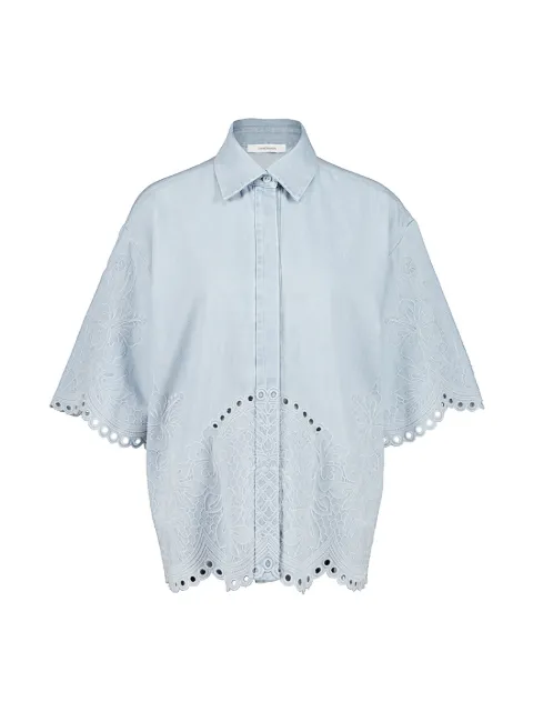 ZIMMERMANN Daylight floral-embroidered denim shirt
