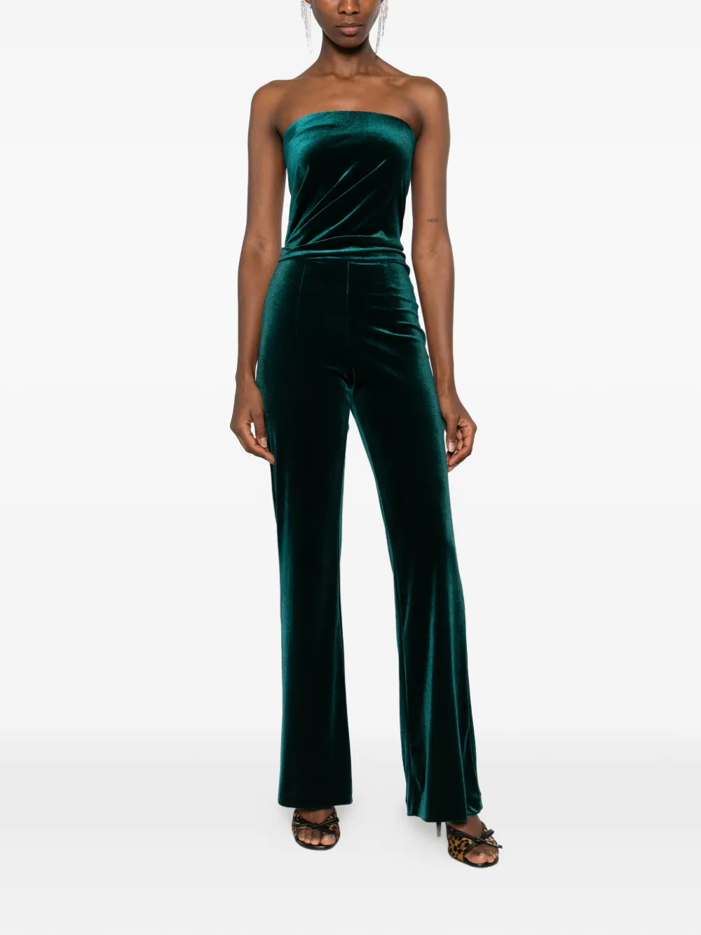 SO ALLURE bandeau velvet jumpsuit - Groen