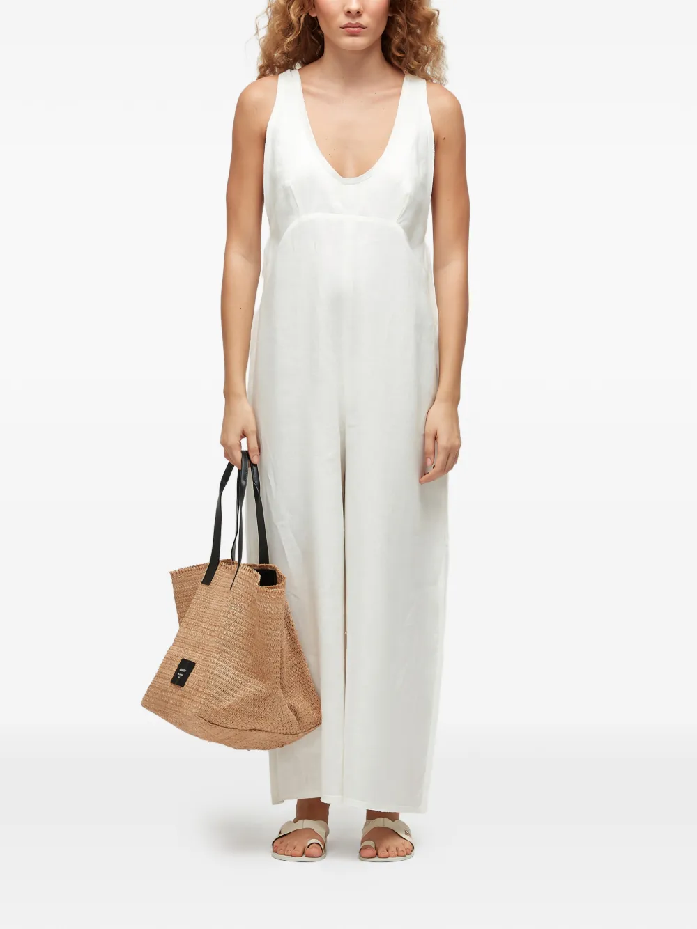 Osklen Leren raffia shopper - Beige