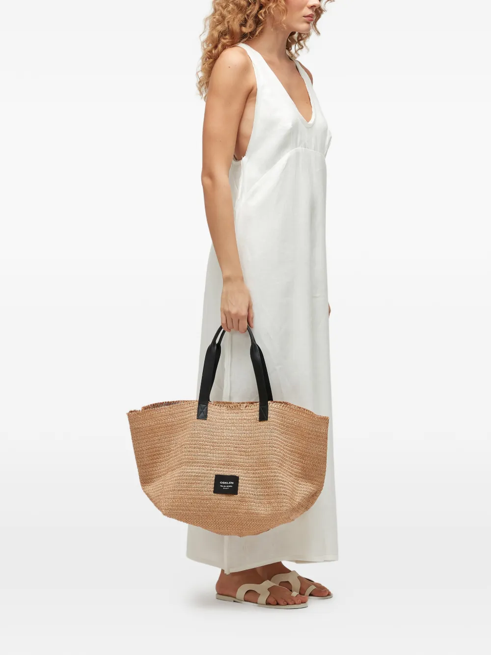  Osklen Leather Raffia Tote Bag - Neutrals 
