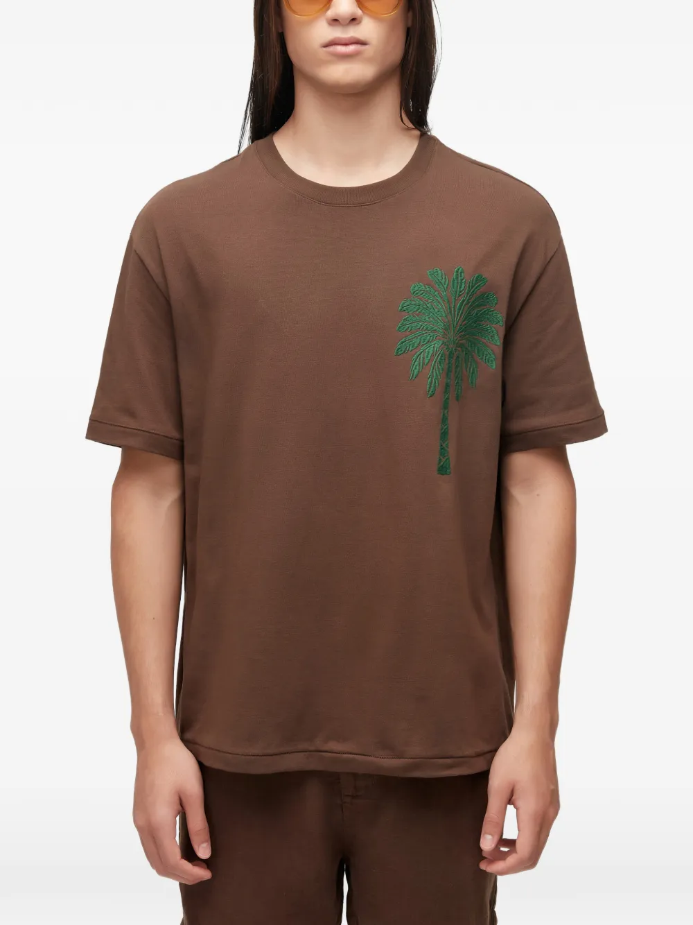 Osklen palm-tree embroidered T-shirt | Brown | Image 1