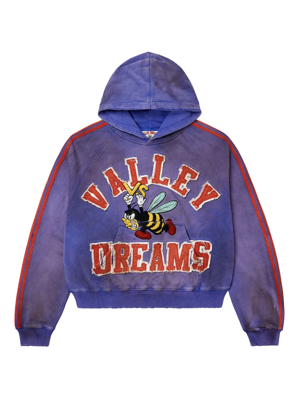 Vale striped bee-print hoodie | Blue | Image 1