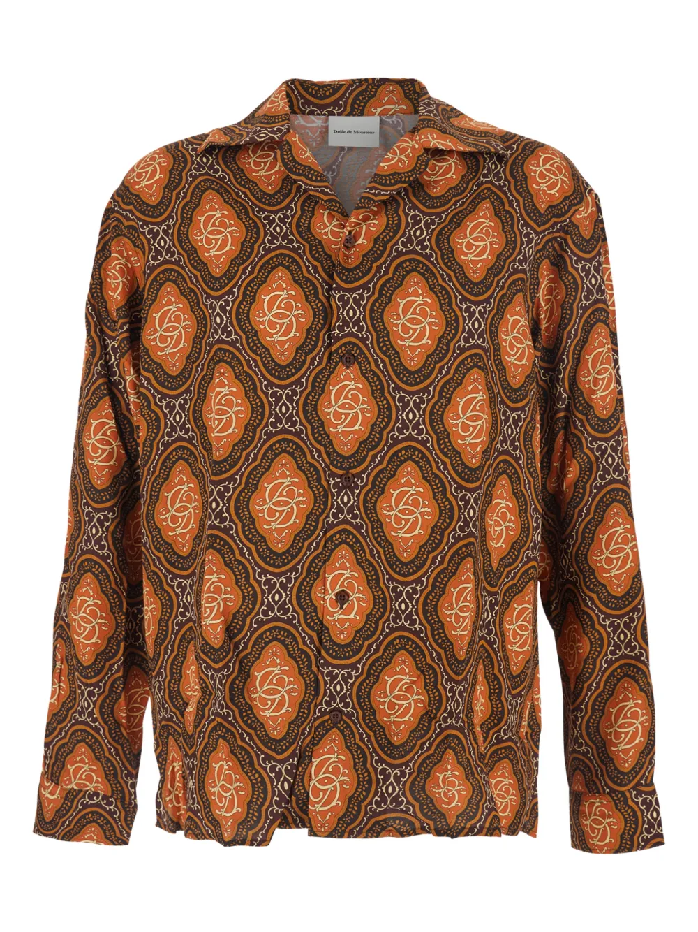 Drôle De Monsieur La Chemise Médaillon cuban collar patterned shirt - Marrone