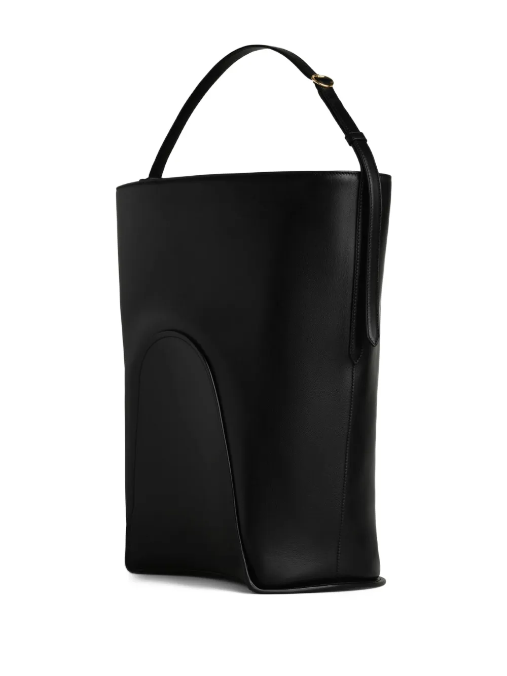 Ring-Detail Black Bucket Bag