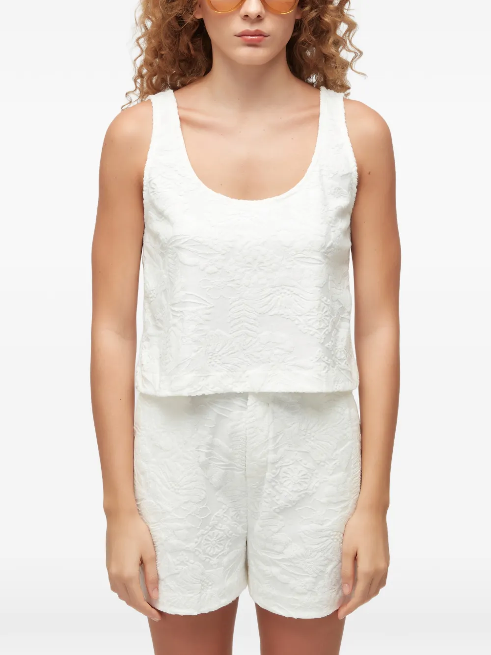 Osklen floral-jacquard top - Weiß