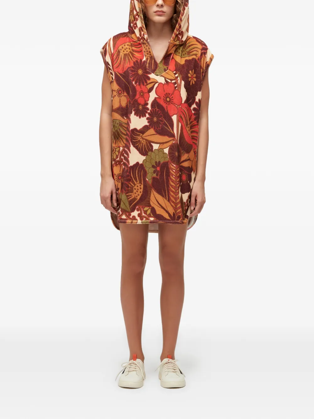Osklen hooded floral dress - Braun