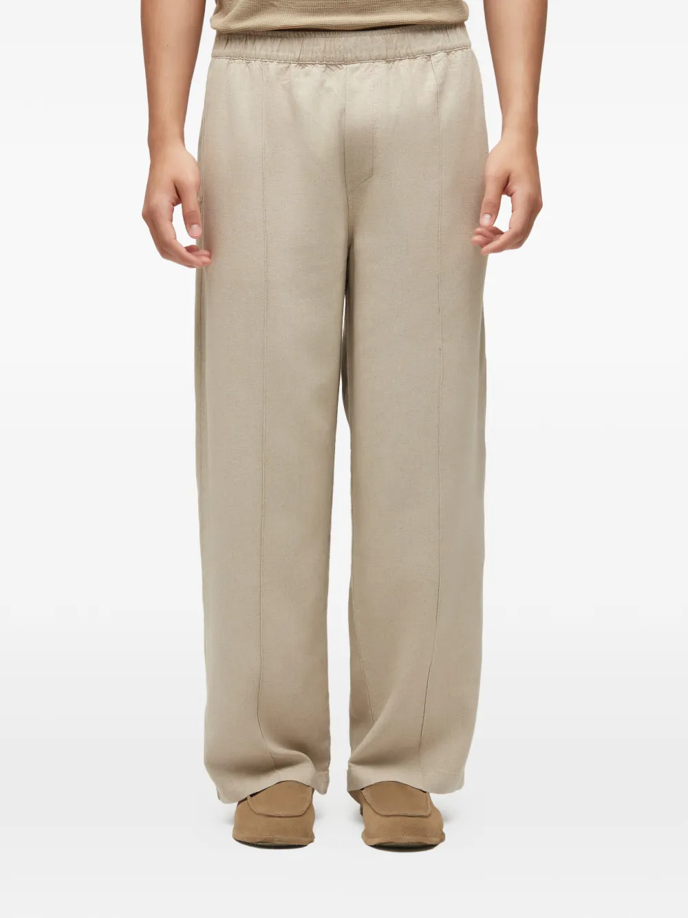 Osklen pantalon en lin à taille élastique | tons neutres | Image 1