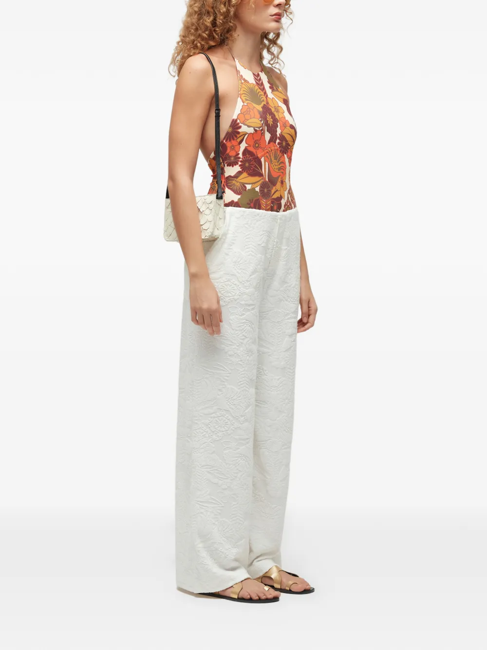 Osklen floral-jacquard trousers - Wit