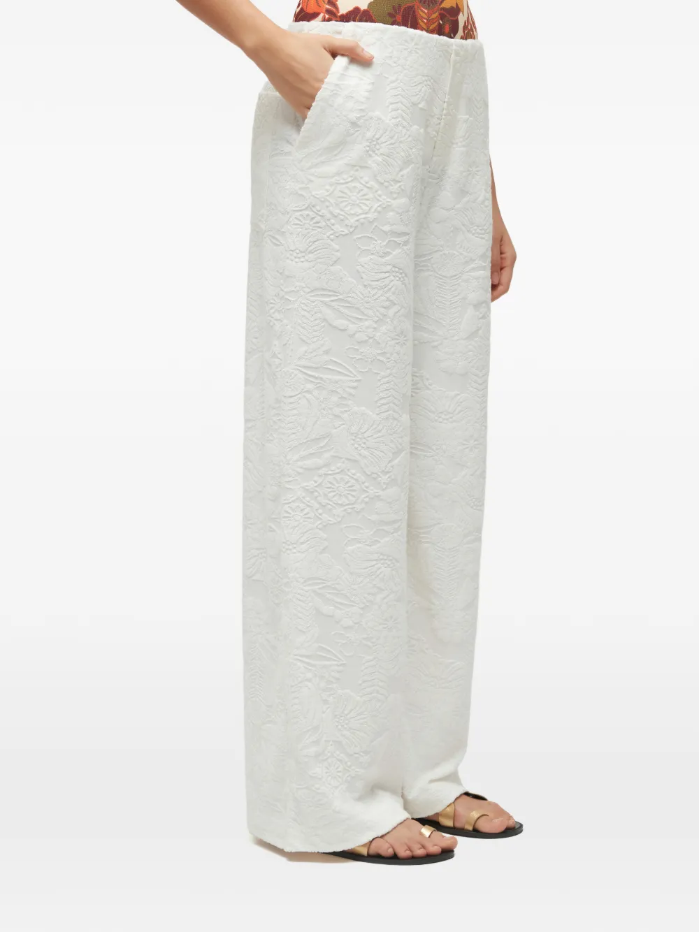  Osklen Floral-jacquard Trousers - White 