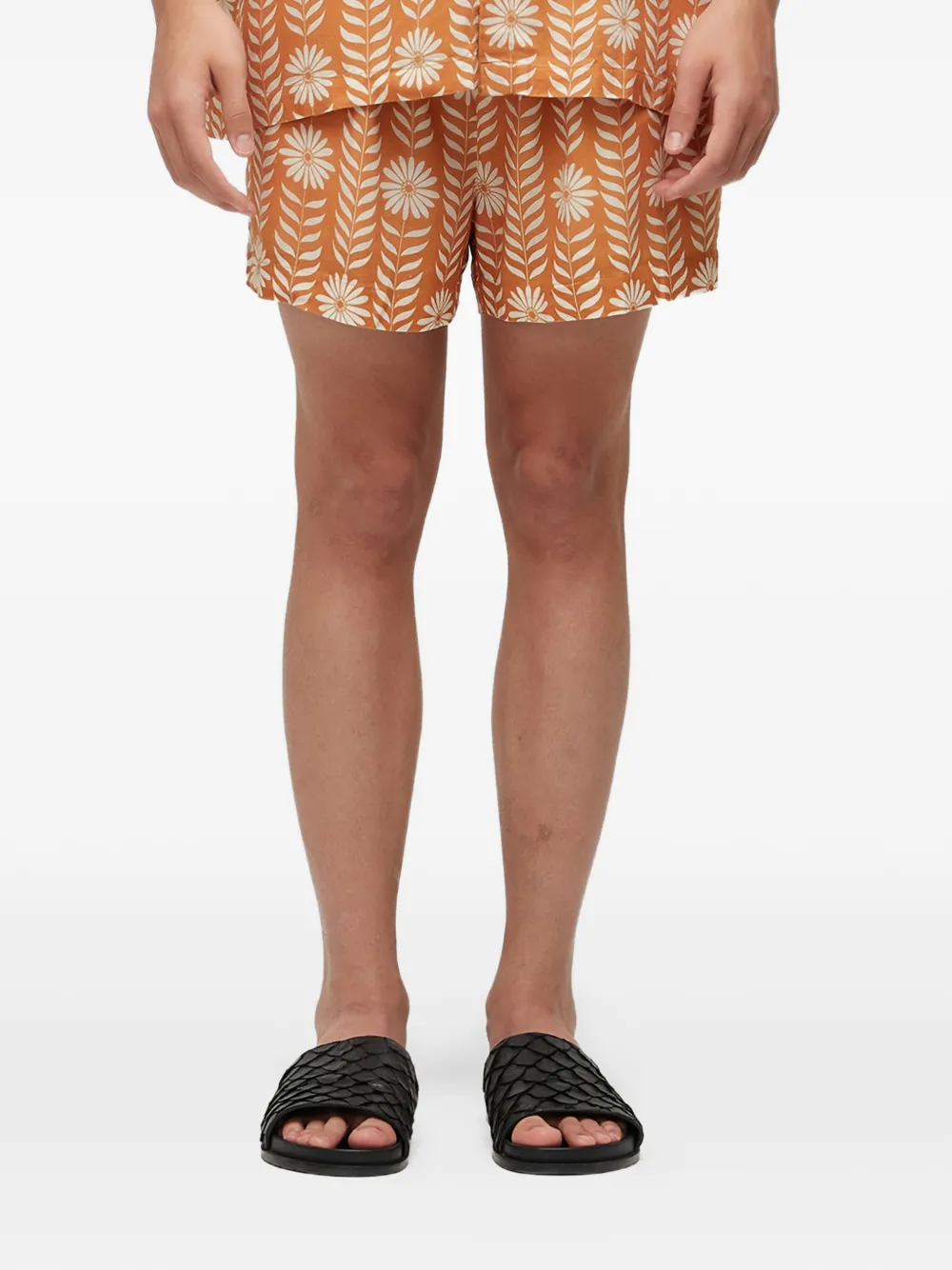 Osklen Daisy floral-pattern drawstring shorts | naranja | Image 1