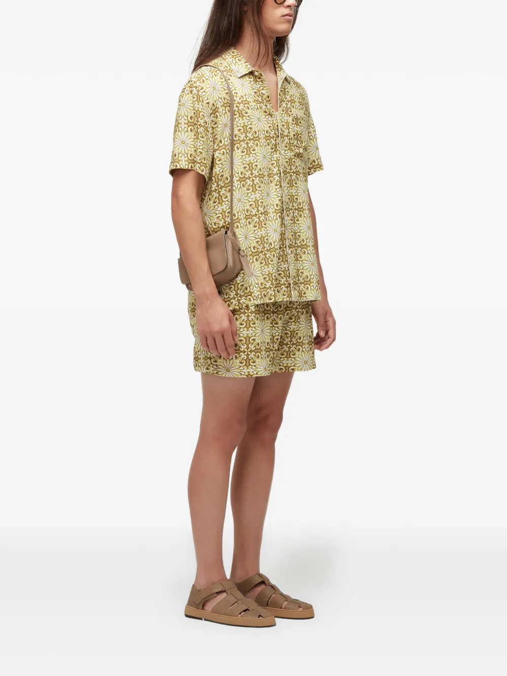 Osklen Pj patterned drawstring shorts - Beige