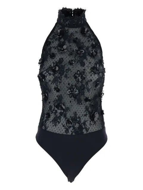 Retrofête halterneck floral embroidered bodysuit