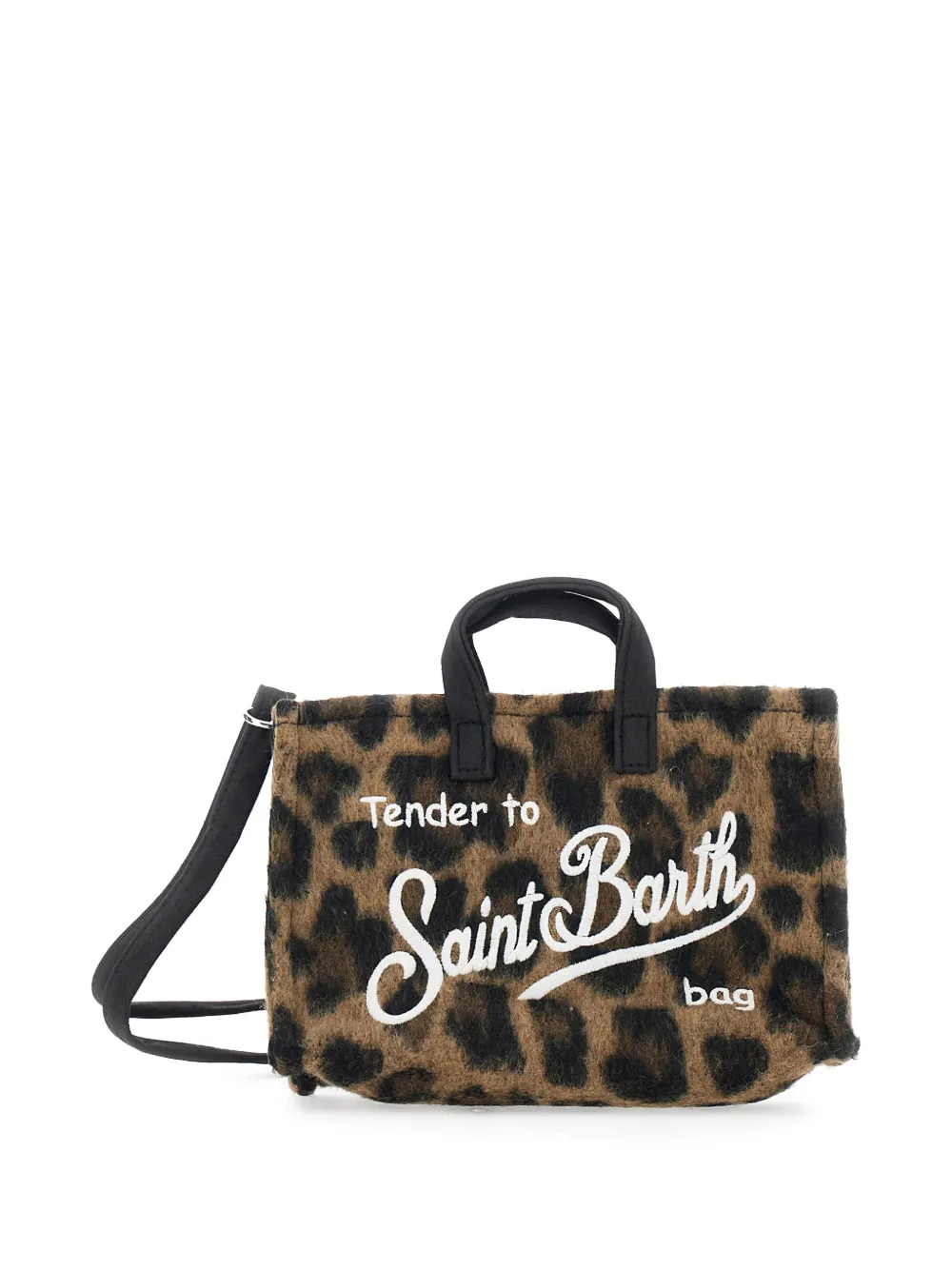 MC2 Saint Barth Kids leopard motif logo lettering tote mini bag - Marrone