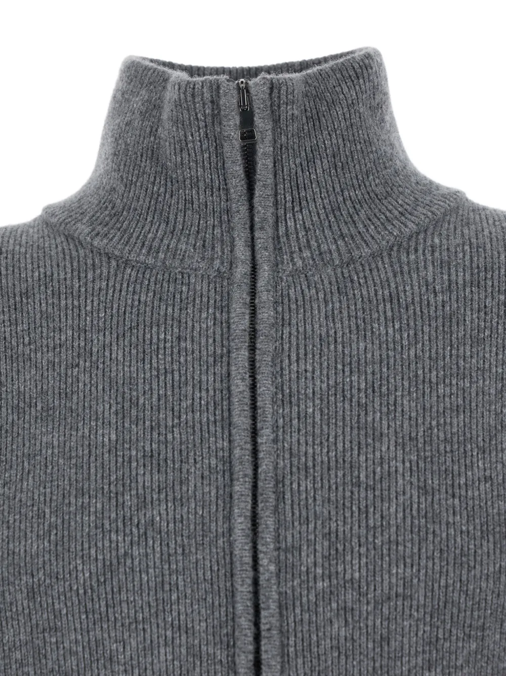 Roberto Collina Ribgebreid vest en hoge hals Grijs