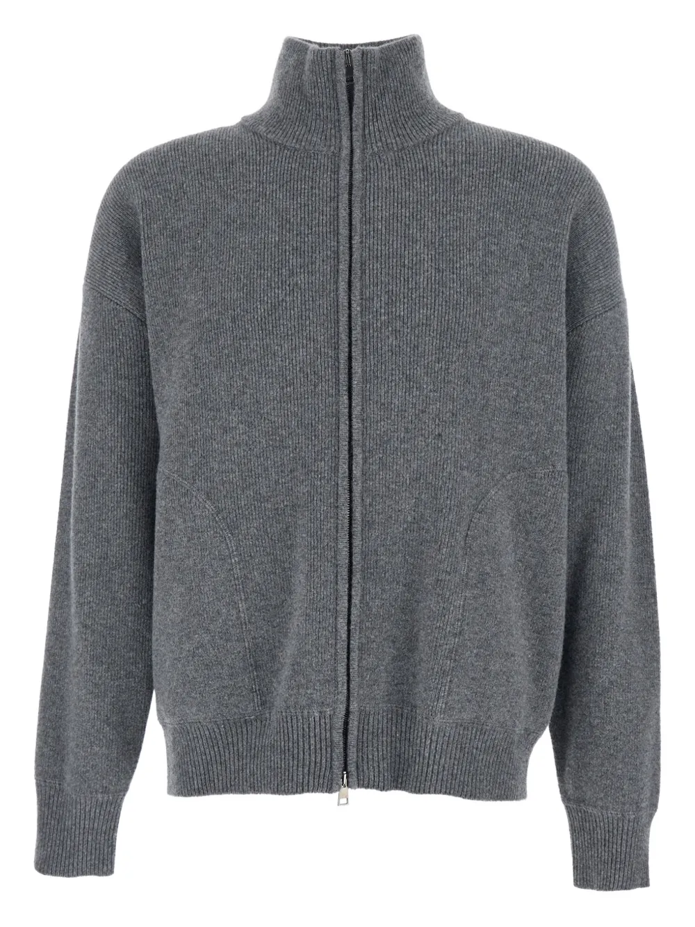 Roberto Collina high neck ribbed knit cardigan | Grey | Image 1